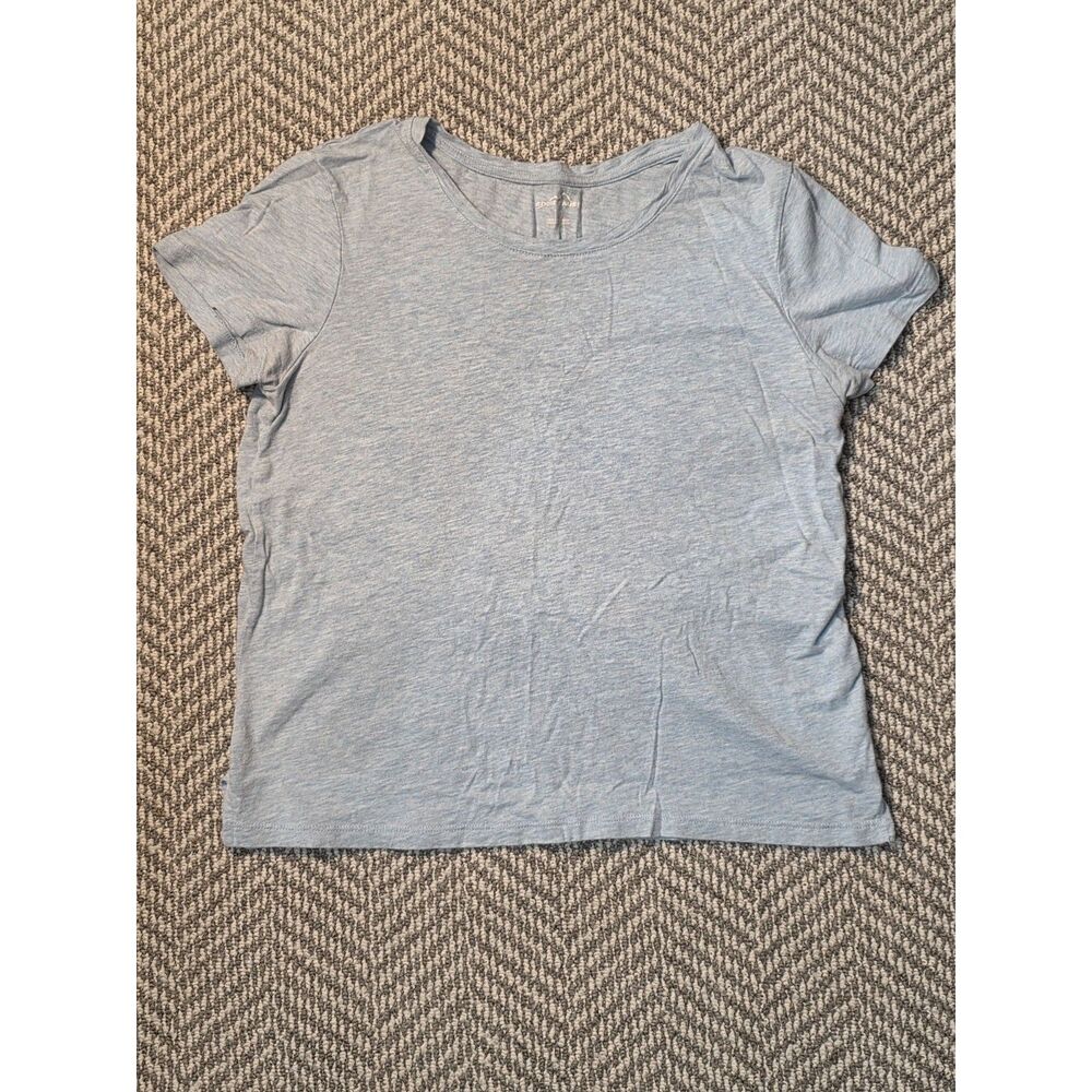 Eddie Bauer Womens Heather Light Blue Short Sleeve Crewneck T Shirt Size Large L